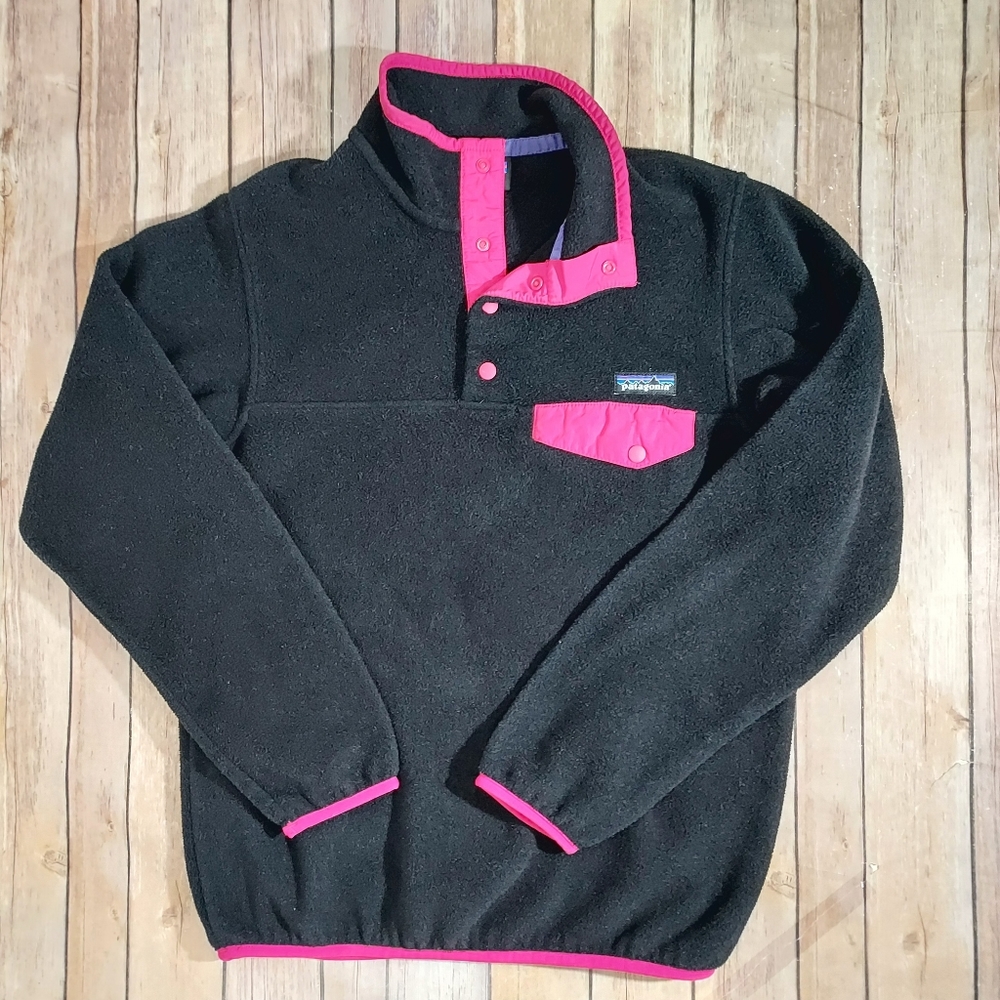 Patagonia Synchilla black/pink Snap-T fleece pullover S - Picture 12 of 12